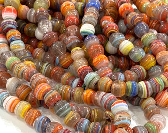 Traditional Turkish Artisan Handmade Round Glass Beads, Large Hole Glass Beads, 10 Beads in a pack