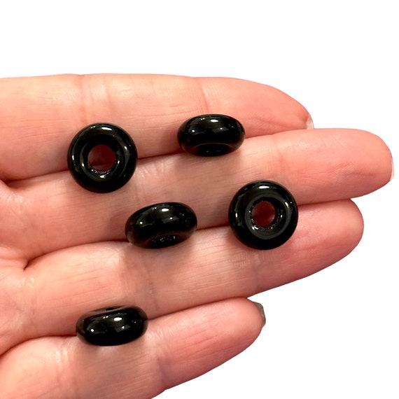 Handmade Murano Glass Rondelle Beads 5mm Hole, 5pcs Pack – Colorful Jewelry Supplies for Crafting & Beadwork