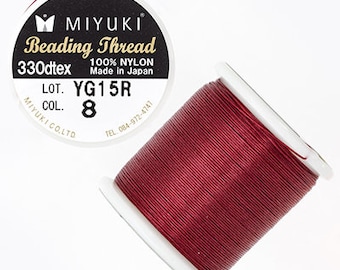Miyuki Perlenfaden-50 Meter Spule-Farbe 8 Rot
