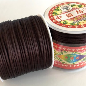 Braune Rattail-Schnur, Kumihimo-Schnur, Satin-Seidenschnur, Satin-Nylonschnur, Makramee-Verknüpfung DIY, Perlenschnur, Fadenschnürung, 1,5 mm