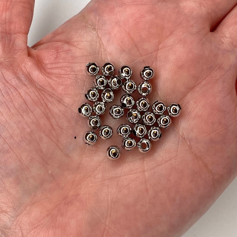 Rhodium Plated 5mm Spacer Balls 25 Pieces in a Pack Etsy