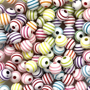 Perles acryliques de 10 mm, pack assorti de 50 gr, environ 100 perles