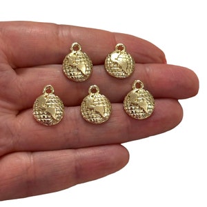 24Kt Vergoldete Weltkarte Charms, Gold Travel Charms, 5 Stück in einer Packung