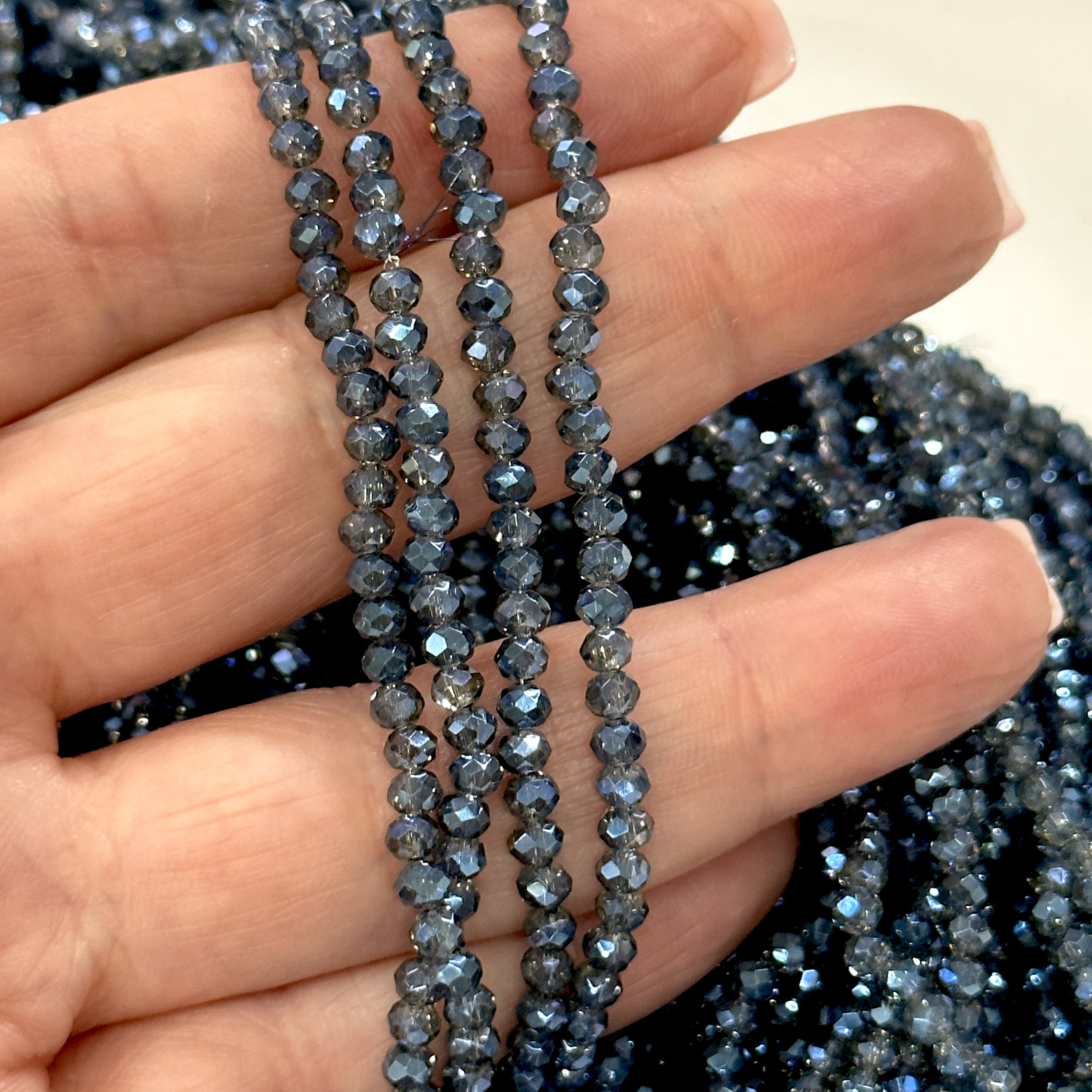 3mm Crystal faceted rondelle -  -3mm - full strand - PBC3C75, Crystal Beads,Beads, glass beads, beads crystal rondelle beads