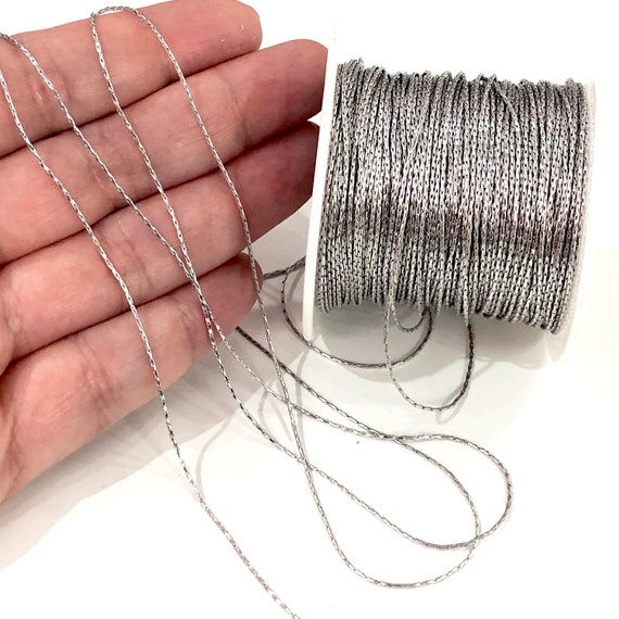 5metre Bulk Rhodium Plated Brass Cobra Chain 0,6mm, 0,6mm Snake