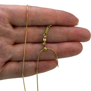 Waterproof Stainless Steel 24Kt Gold Filled Adjustable Stainless Steel Necklace – 1mm Snake Chain, Max 16&quot;