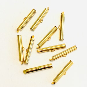 Slide End Tubes for Miyuki, 25mm Gold Plated 6 Tubes in a pack