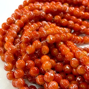 8mm Marbled glass beads, smooth round glass beads full strand 50 beads