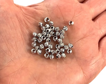 10 Perles Boules En Argent 925 - Diamètre 3mm, Référence 4558550018786, Neuves, Fait Main En France