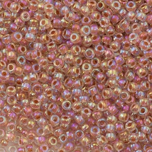 Miyuki Seed Beads 8/0 Dark Peach Lined Crystal AB, 0275