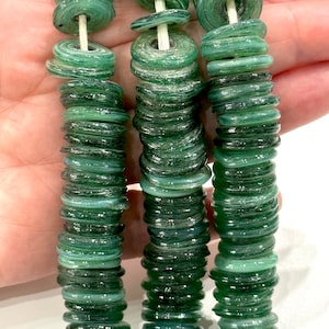 Turkish Artisan Hand Made Tp.Green Glass Large Ring Beads, 50 Beads in a pack