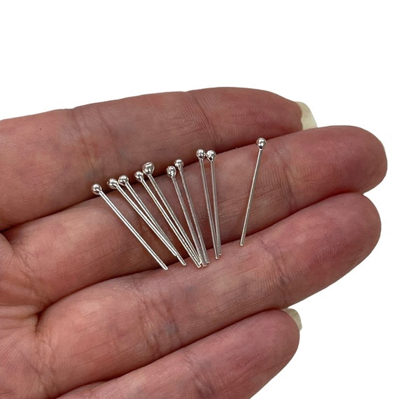 Sterling Silver Ball Point Head Pins, 925 Sterling Silver Head Pins  20mmx0.6mm, 10 pcs in a pack