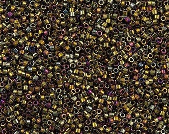 Miyuki Delica Beads, Miyuki Delica 11/0 DB0029 Metallic Golden Olive  Iris,5 Gr Pack