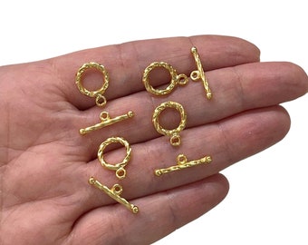 4 Sets 24Kt Shiny Gold Plated Toggle Clasp,