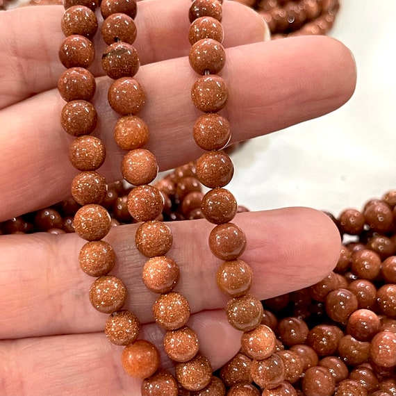 6mm Golden Sandstone Gemstone Beads, Gold Sandstone Beads Smooth Round