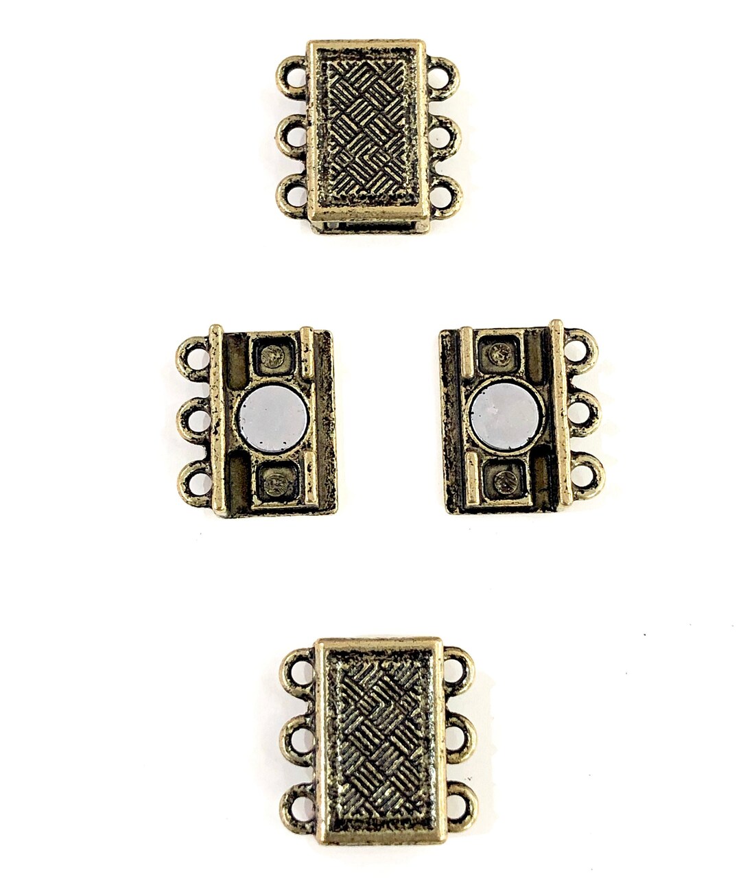 Multi Loop Clasp Multi Strand Magnetic Clasp Antique Gold Plated-3 Loop, Magnetic Clasp ...