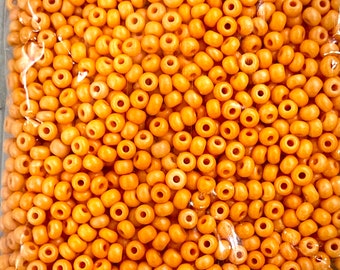 Preciosa Seed Beads 6/0 Rocailles-Round Hole 100 gr, 16692 Orange Dyed Chalkwhite