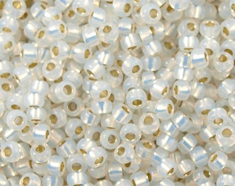 Miyuki Seed Beads 11/0 Gilt Lined White Opal  ,0551-NEW!!!