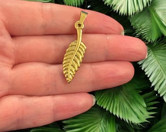 Waterproof 24Kt Gold Plated Stainless Steel Leaf Pendant