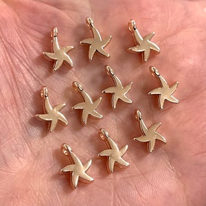 Rose Vergoldete Seestern Charms, 10 Stück in einer Packung