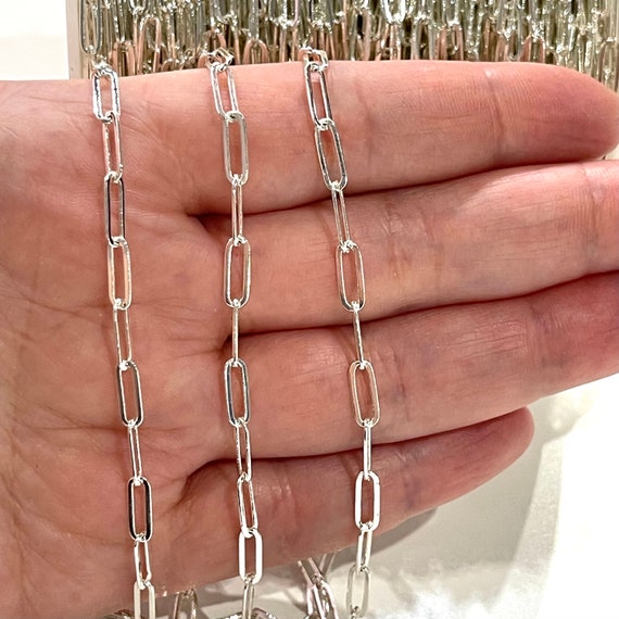 Silver Plated Brass Paperclip Chain 