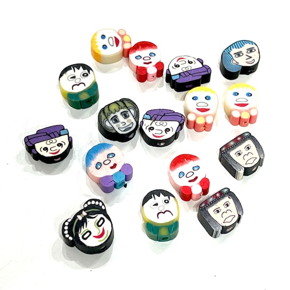 10mm Polymer Clay Face Charms 10mm Face Spacers. 5 Beads in a Etsy