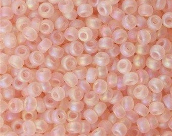 Miyuki Seed Beads 15/0, 0155FR - Matted Transp Pale Pink AB, 10 Gr