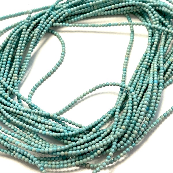 2mm Turquoise Smooth Round Gemstone Beads, 174 Beads