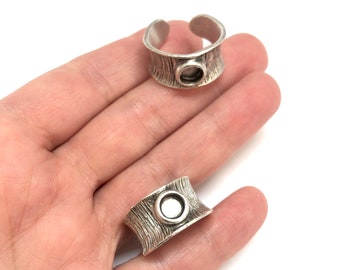 Zilveren Ring Setting, Antiek Verzilverd Messing Verstelbare Ring Blank, Verstelbare Ring Bezel