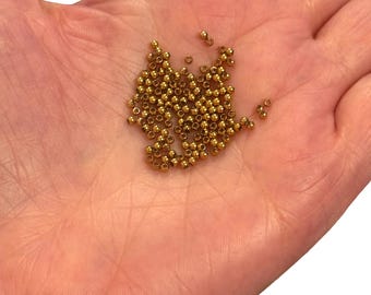Waterproof 24Kt PVD Gold Plated 2mm Stainless Steel Spacer Balls, 10pcs