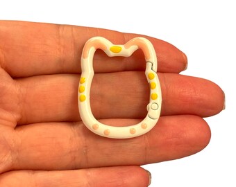 Llavero y colgante para bolso con cabeza de gato blanco esmaltado – 35 x 28 mm