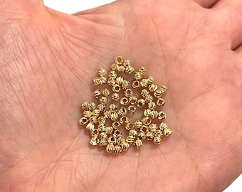 24Kt Gold Plated Laser Cut 3mm Spacer Beads, 24Kt Gold Plated 3mm Dorica Spacer Beads, 50 beads in a pack