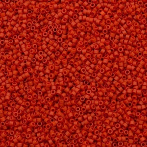 Miyuki Delica Beads, Miyuki Delica 11/0 DB0795 Dyed Opaque Vermillion Matte, 5 Gr Pack