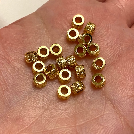 24 Kt Gold Plated Large Hole Brass Spacers 5.5mm Gold Spacers 20 Pcs in a Pack Etsy Canada