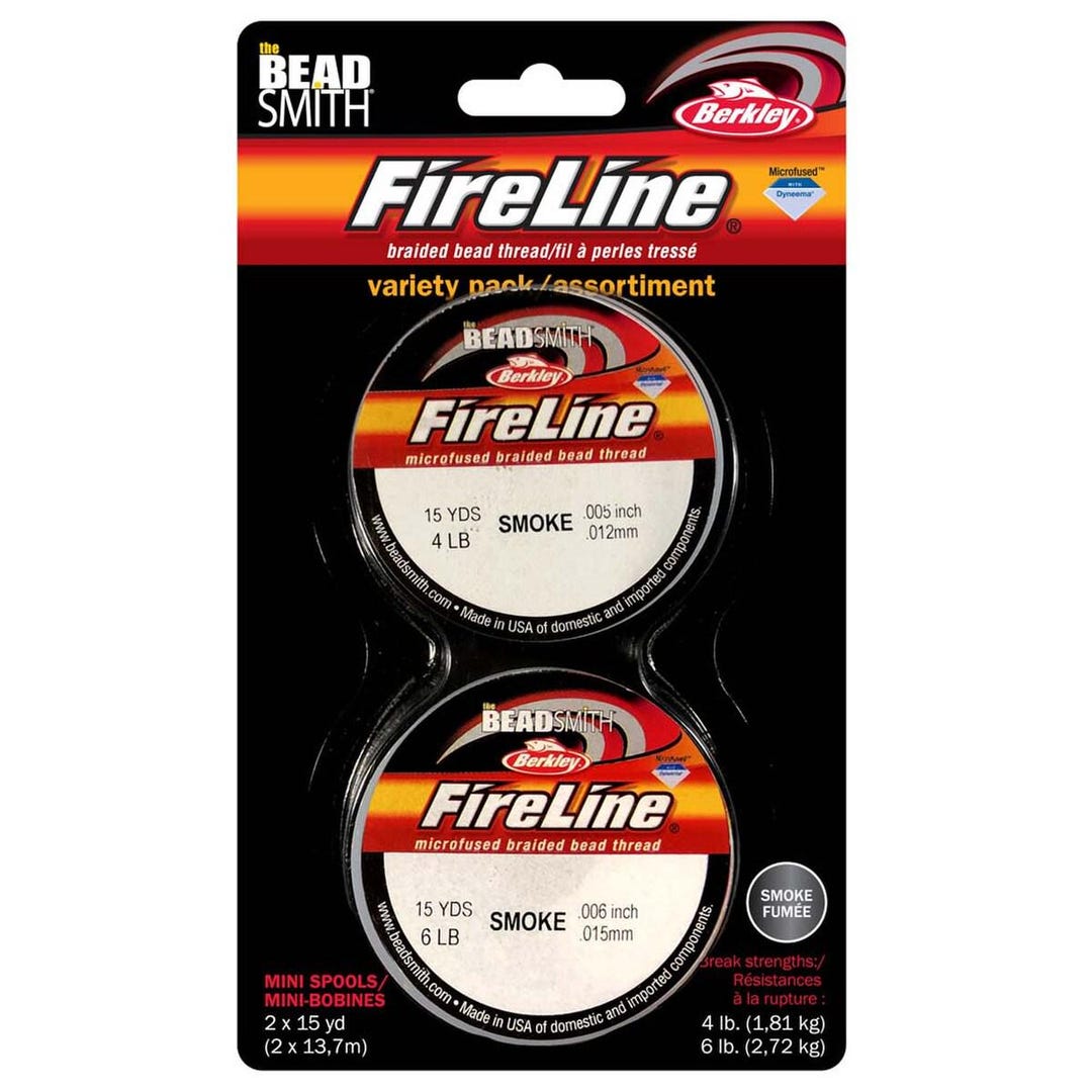 FIRELINE Smoke Grey Beading Thread – 4LB & 6LB, 15 Yards per Spool (2 ...