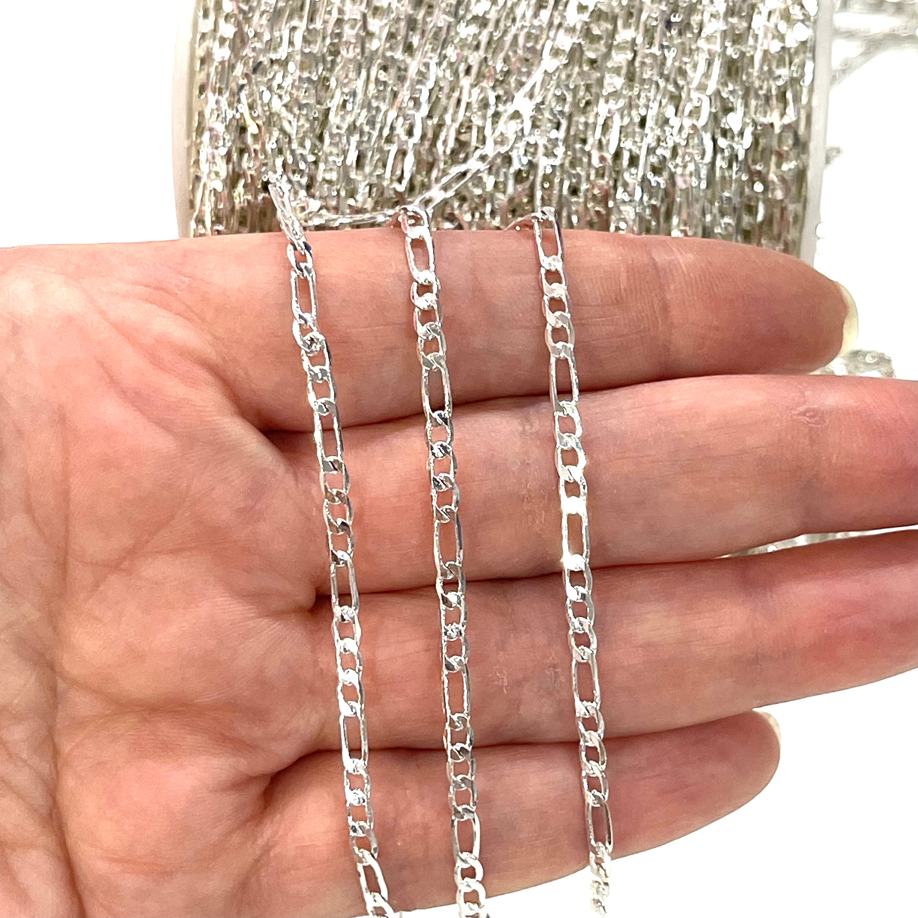 Silver Plated Figaro Chain 3mm Silver 
