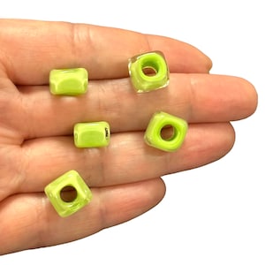 Murano Glass Square Beads 5mm Hole, Handmade Colorful Lampwork Beads for Jewelry Making, 5 Pack