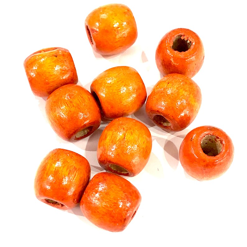 Large Hole Wooden Beads 16x15mm 10 Pieces in a pack image 1