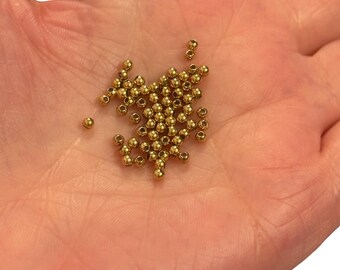 Waterproof 24Kt PVD Gold Plated 2.5mm Stainless Steel Spacer Balls, 10pcs