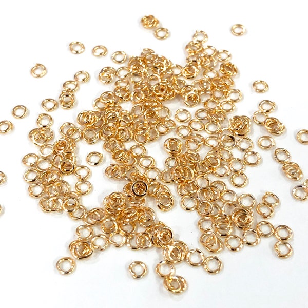 24Kt Gold Plated Jump Rings, 3mm Extra Fine Jump Rings, 24 Kt Gold Plated Miyuki Jump Rings