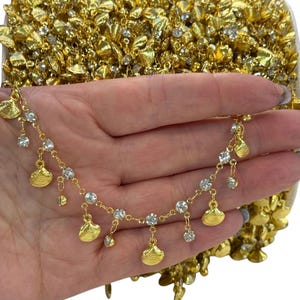 24Kt Gold-Plated Shell & Crystal Charm Chain