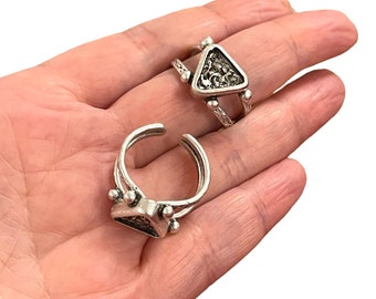 Zilveren ringinstelling, verstelbare ring van antiek verzilverd messing, blanco, verstelbare ring