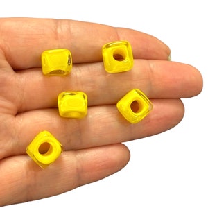 Murano Glass Square Beads 5mm Hole, Handmade Beads for Jewelry Making, 5pcs Pack, Colorful Lampwork Craft Supplies