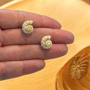 Handmade Ceramic Ammonite Beads – Set of 2, Cream