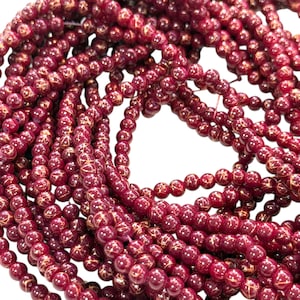 4mm Marbled glass beads, smooth round glass beads full strand