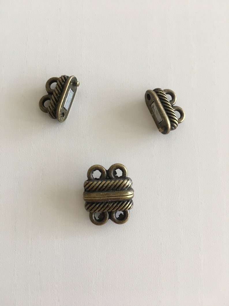magnetic clasp necklace clasp Multi Strand Magnetic Clasp Antique Gold Plated-2 LoopJewellery Findings bracelet clasp