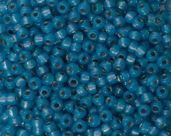 Miyuki Rocailles 8/0 Duracoat Silver Lined Aqua Dyed 4242-NYTT!!!