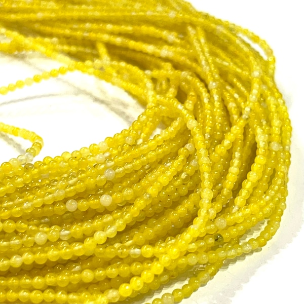 2mm Yellow Jade Smooth Round Gemstone Beads, 174 Beads