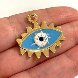 24Kt Gold Plated Brass Enamelled Eye Pendant