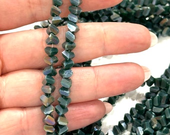 Triangular Crystal Spacer Beads, Faceted Glass Triangular Beads, 90 Beads Strand